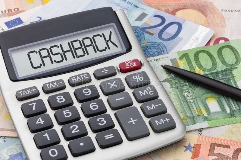 calculator-with-money-and-a-pen-cashback-stock-image-image-of