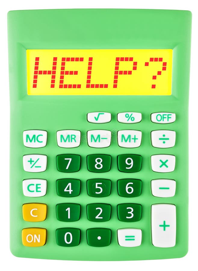 Calculatrice avec l'AIDE sur l'affichage d'isolement photo stock Calculatrice avec l'AIDE sur l'affichage d'isolement photo stock