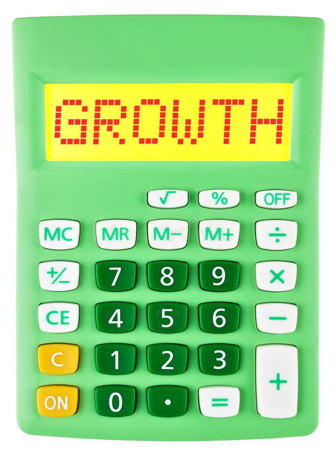 Calculatrice avec la CROISSANCE d'isolement images stock Calculatrice avec la CROISSANCE d'isolement images stock