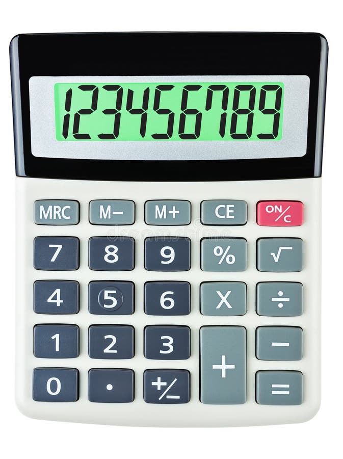 Calculatrice avec 123456789 sur l'affichage photos libres de droits Calculatrice avec 123456789 sur l'affichage photos libres de droits