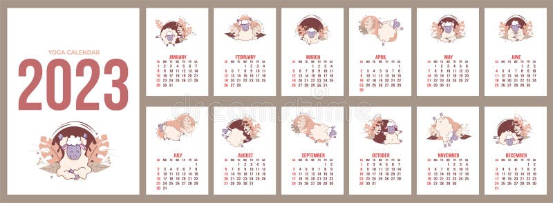 Modelo de design de calendário de anime 2023