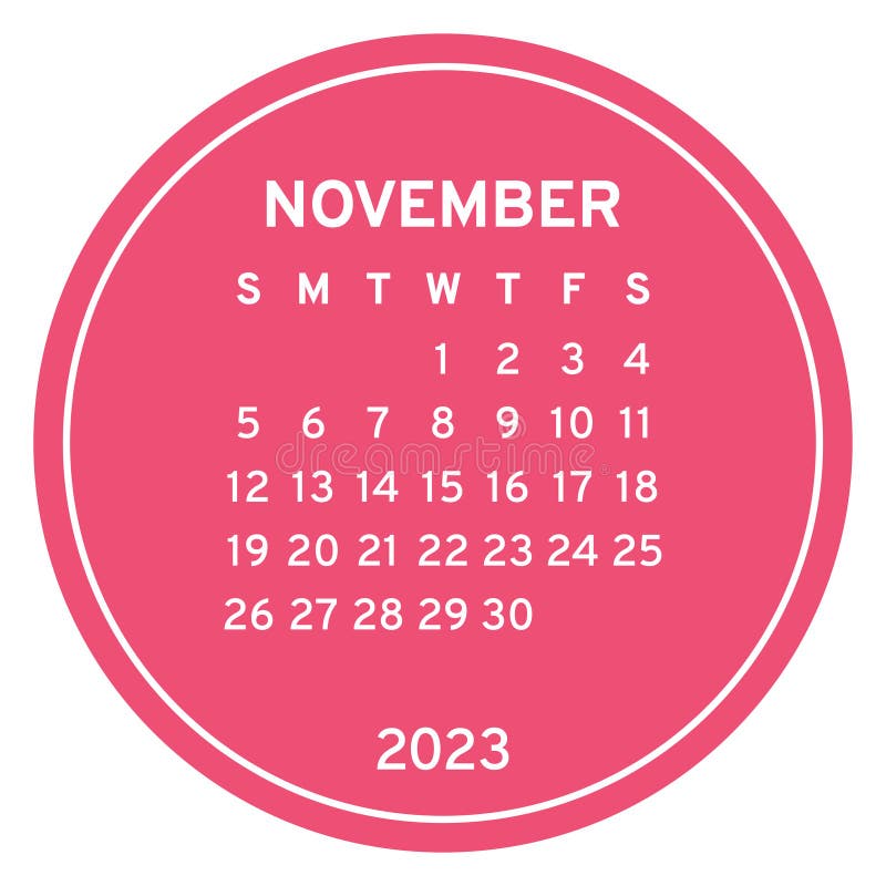 novembro de 2023. folha de calendário com os símbolos do ano que