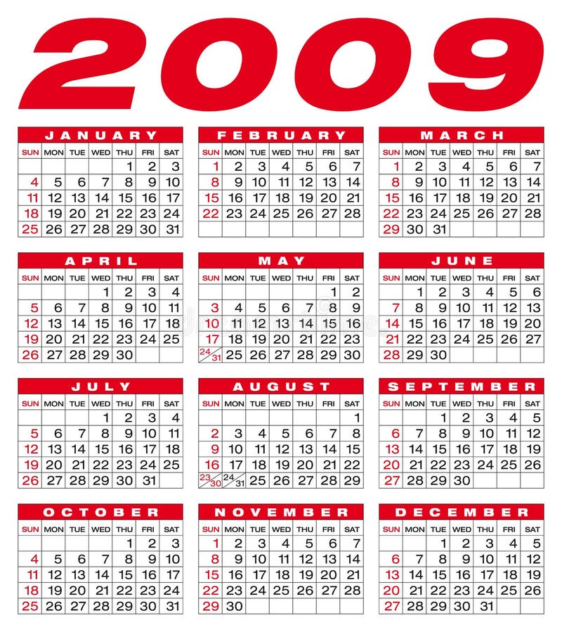 Calendar 2009 stock vector. Illustration of vector, weeks 5266937
