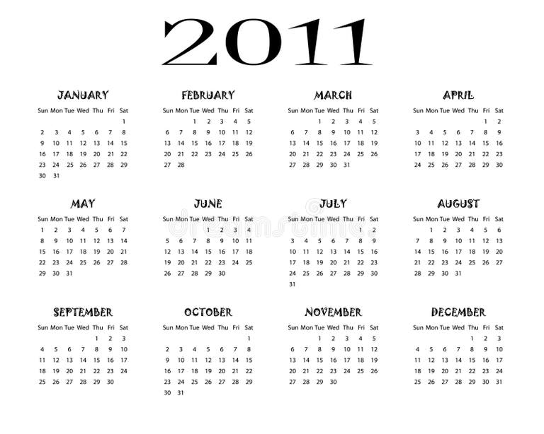 Calendar Days Year Black White Stock Illustrations 808 Calendar Days