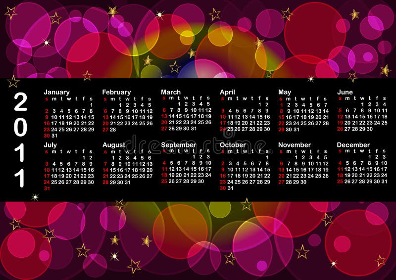 Calendar for 2011. american style. vector 10eps.