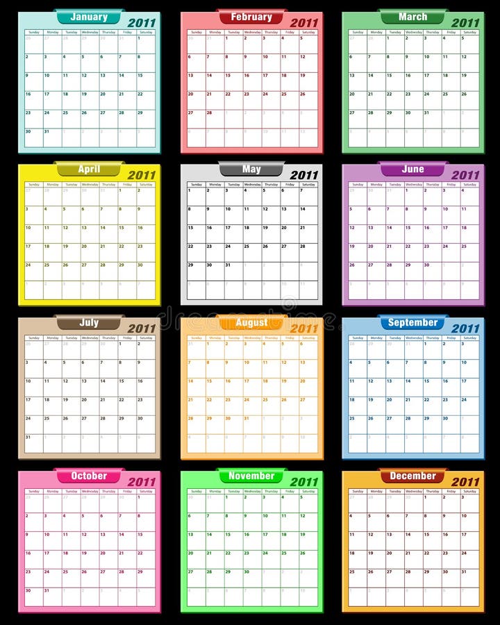 Calendar 2011 assorted colors