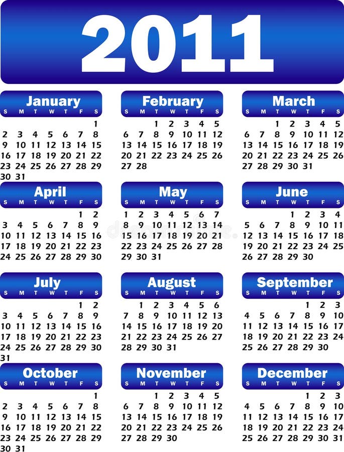 Calendar for 2011 blue