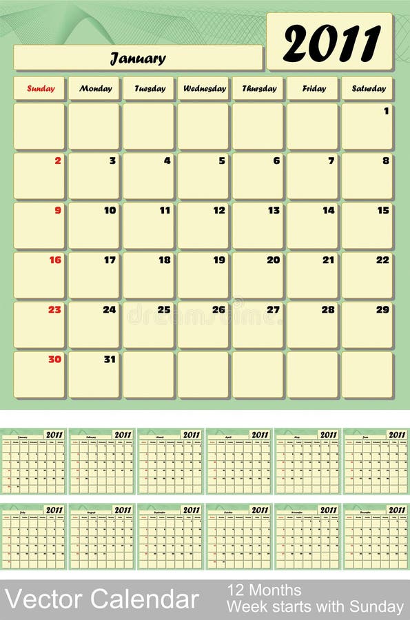 Calendar 2011 (Vector) stock vector. Illustration of season - 15018710