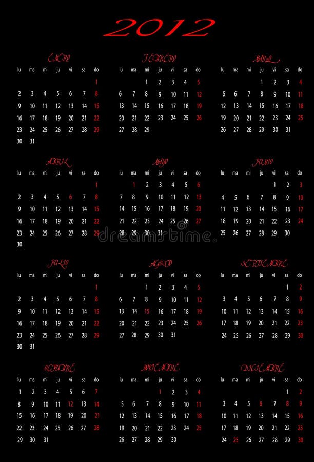 Calendar 12 With Design Stock Vector Illustration Of January 1528