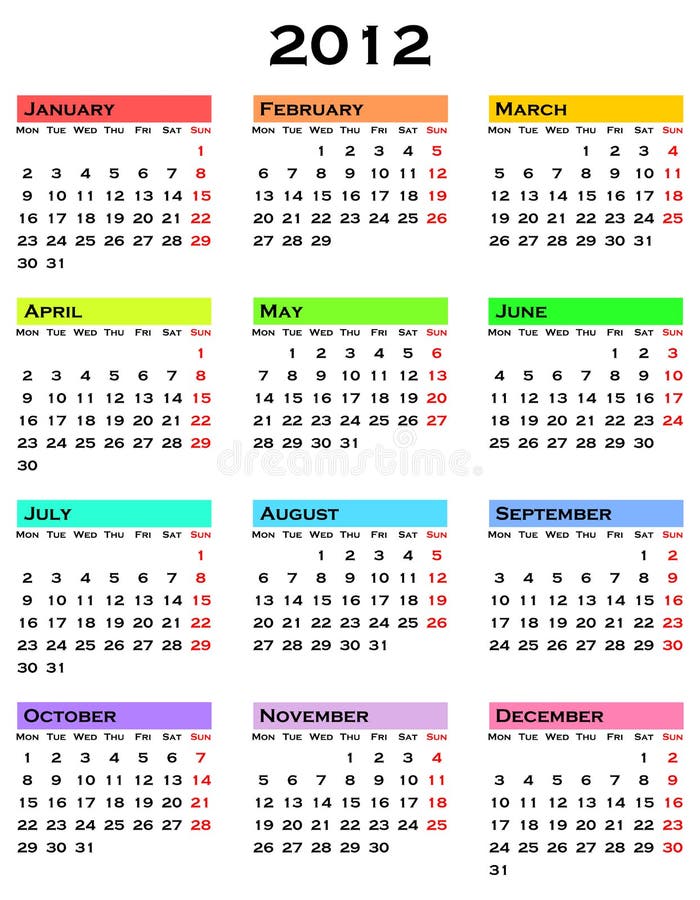 Calendar for 2012 year