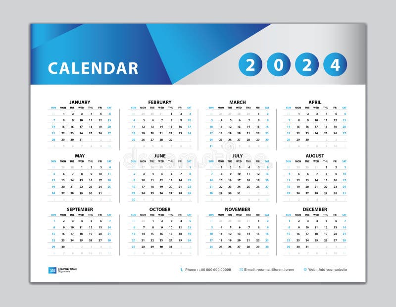 Calendar 2024 Template, Desk Calendar 2024 Design, Wall Calendar 2024