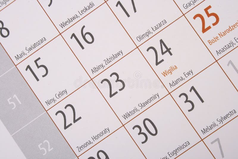 On The Calendar Or In The Calendar 