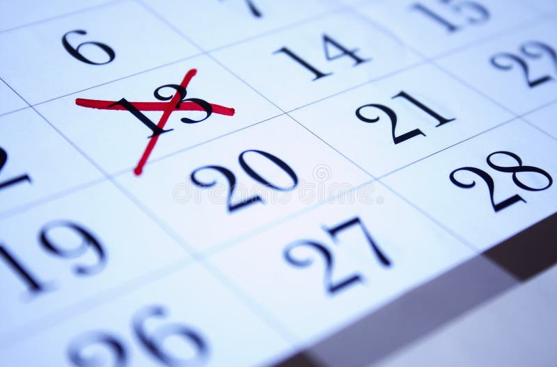 Calendario con il segno rosso sul venerdì.