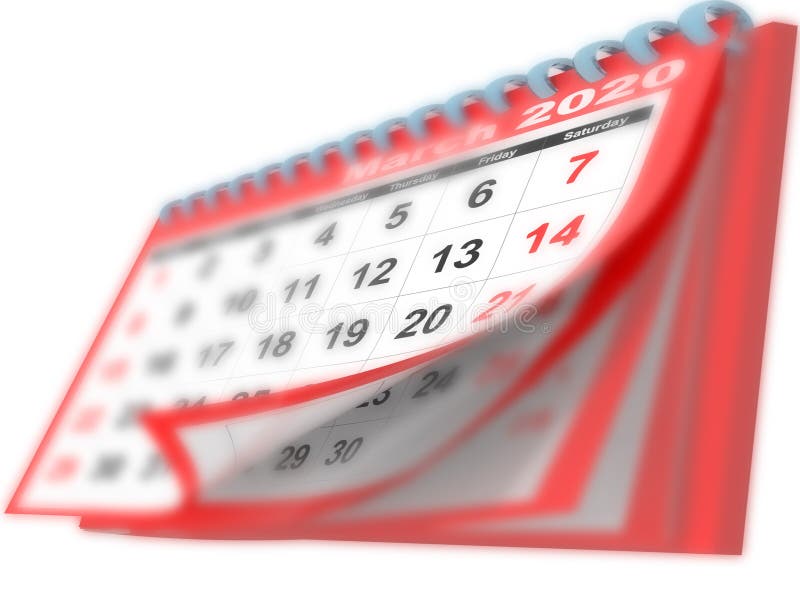 Calendar Background Red Blur Monthly Flying Pages 3d Rendering Stock