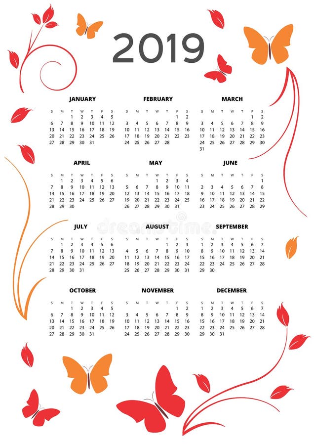 2019 Calendar Card Poster elegant and cute