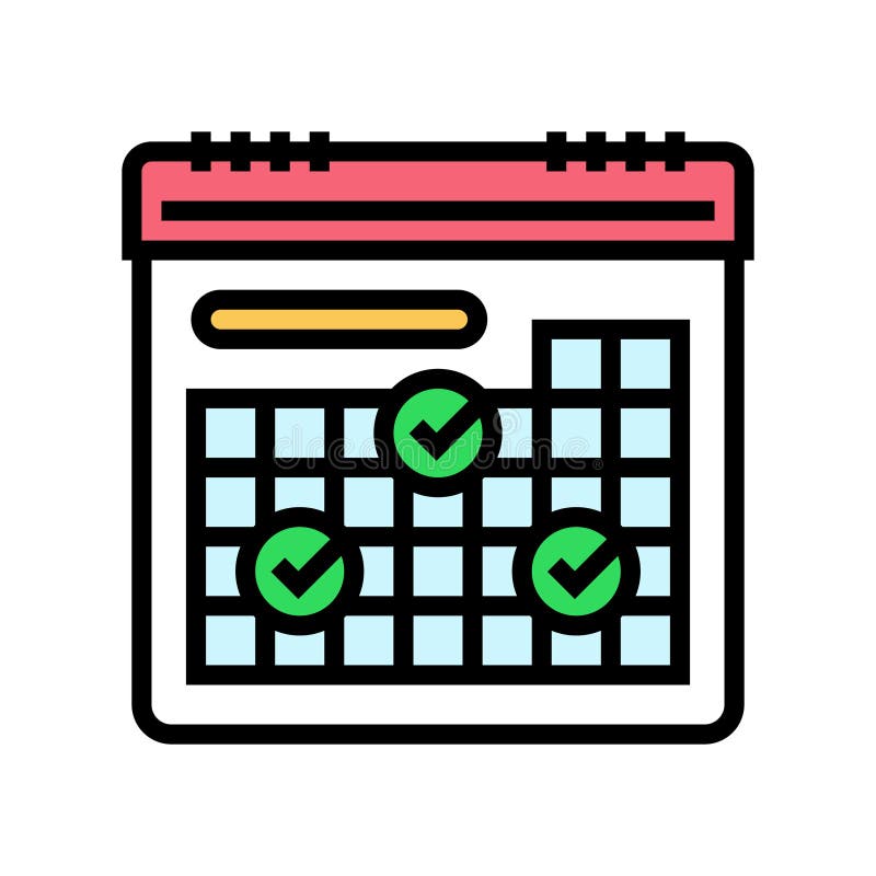 Calendar checkmarks hybrid work color icon vector illustration stock illustration