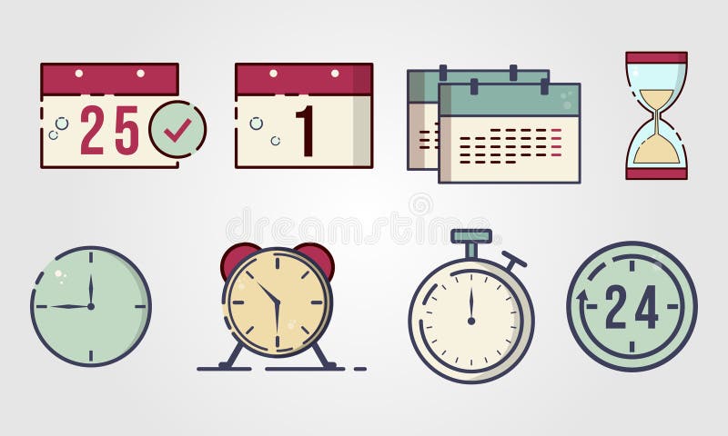 Calendar clock alarm hourglass and a stopwatch logo or icon vector illustration