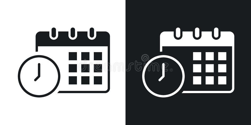 Calendar clock icon set. appointment date reminder calendar vector symbol. event schedule sign. agenda deadline concept. business royalty free illustration