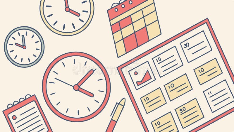 Calendar clock notepad, time management and planning illustration vector design Generative AI stock illustration