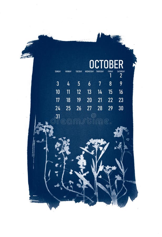 2021 Calendar Created with Cyanotype Process with Floral Leaves