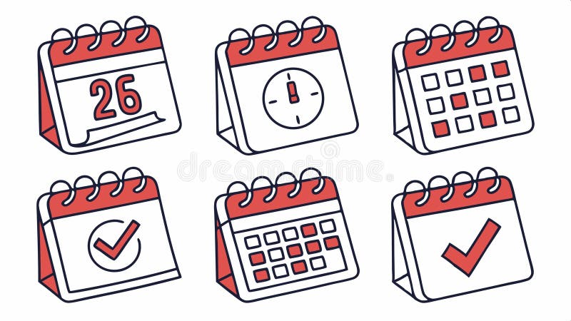 Calendar date icons, schedule and event symbols, Vector Design, Generative AI vector illustration