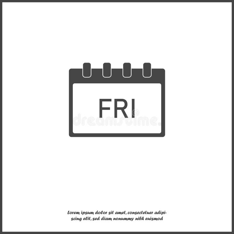 Calendar Day of the Week Friday on White Isolated Background Stock