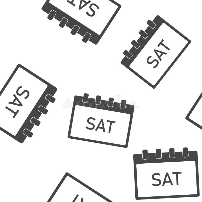 Calendar Day of the Week Saturday. Vector Illustration Done in Gray Seamless Pattern on a White