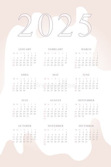 2025 Calendar With Delicate Minimalist Design Pastel Color Palette Stock Vector Illustration