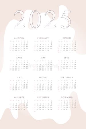 2025 Calendar With Delicate Minimalist Design Pastel Color Palette Stock Vector Illustration