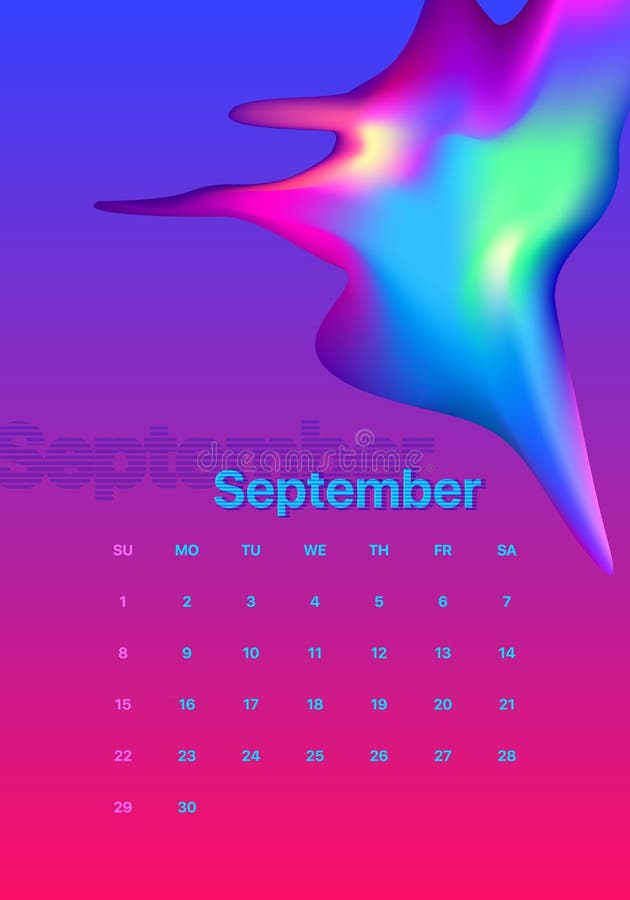 Abstract minimal calendar design for 2019. Colorful set. September stock illustration Abstract minimal calendar design for 2019. Colorful set. September stock illustration