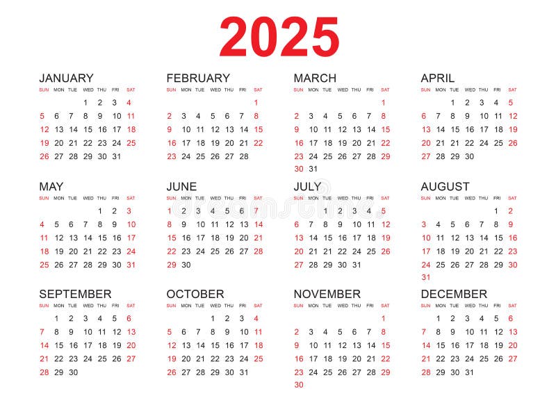 calendar-2025-2026-2027-2028-years-set-stock-vector-illustration