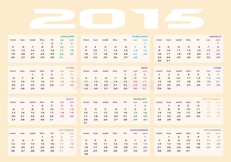 Calendar 15 To Stock Vector Illustration Of