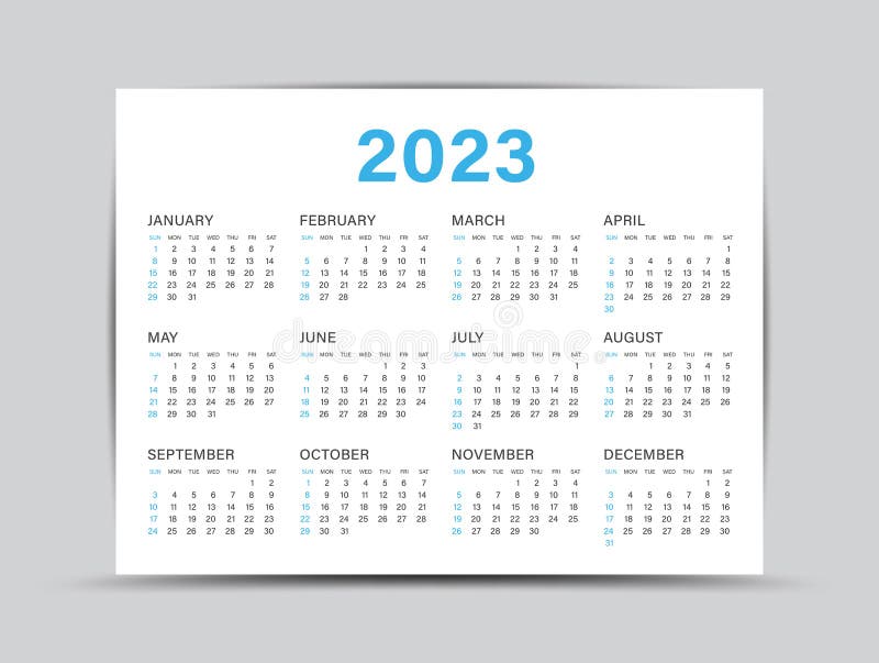 Media Calendar 2023 Calendar 2023 Template - 12 Months Yearly Calendar Set In 2023, Planner,  Wall Calendar, Vector Stock Vector - Illustration Of Design, Media:  205227082