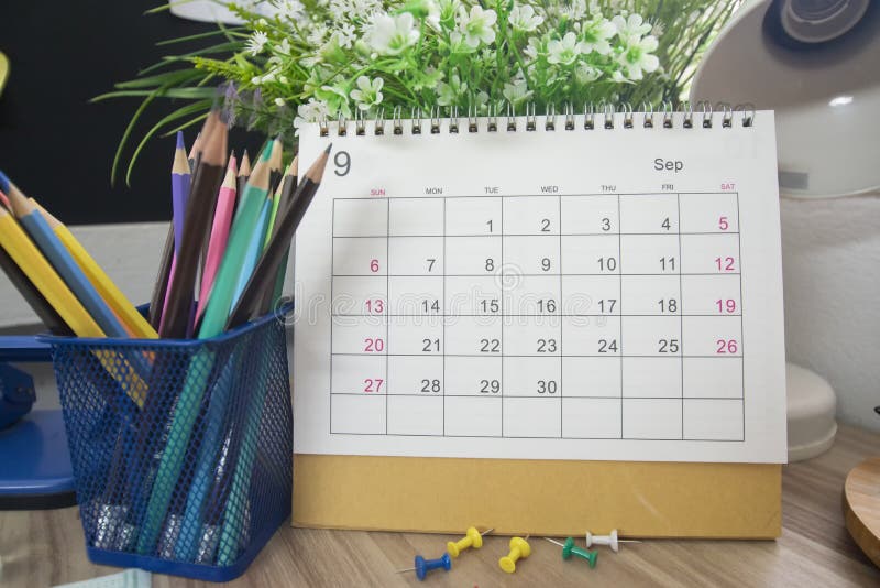 Calendar desk for Planner and organizer to plan and reminder daily appointment, meeting agenda, schedule, timetable, and. Management of job, Work online from