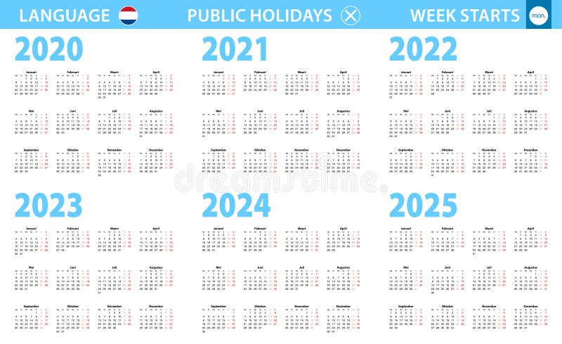 Dutch Calendar 2021 with Numbers in Circles, Week Starts on Sunday