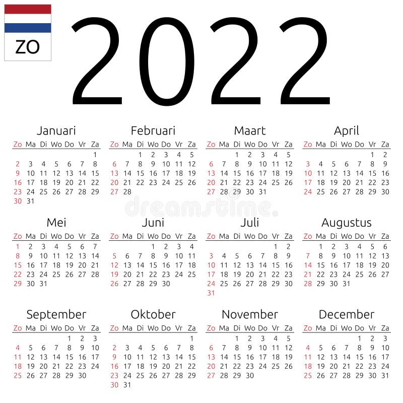 Calendar 2022, Arabic, Monday Stock Vector Illustration