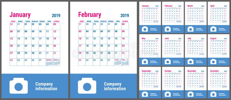 Calendar 2019 English Calender Template Vector Grid Office Bu Stock Illustration Illustration Of Design Monday 123882330 bu calendar 2021 2022