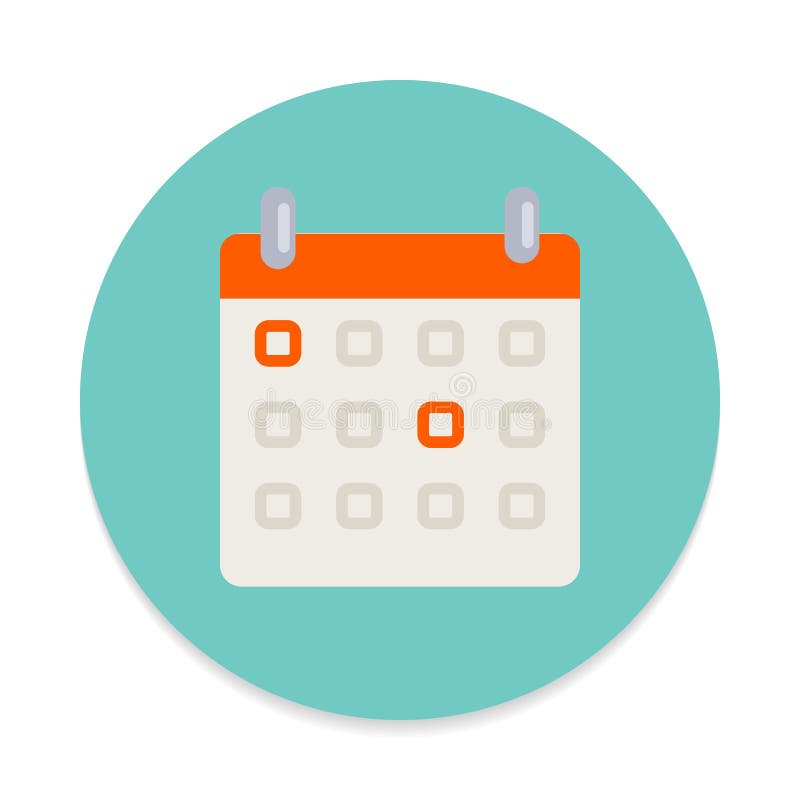 Calendar Flat Icon. Round Colorful Button, Circular Vector Sign Stock ...