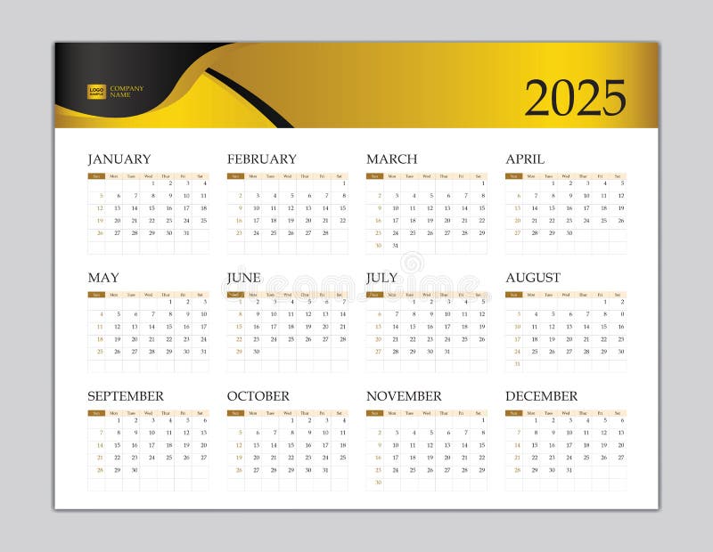 Calendar 2025 Template Luxurious Concept, Desk Calendar 2025 Design ...
