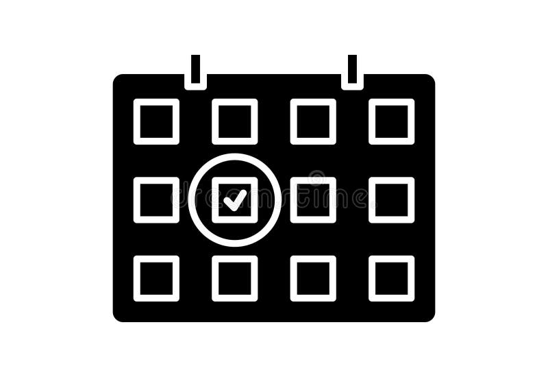 Calendar Grid with One Selected Day. Calendar Glyph Icon. Simple