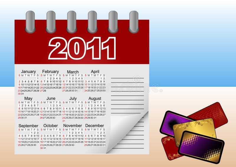 Calendar icon for 2011. Vector illustration.