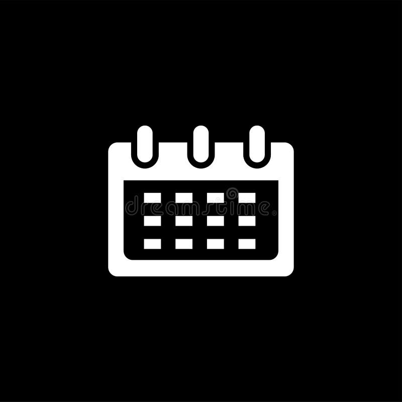 Calendar Icon On Black Background Black Flat Style Vector Illustration