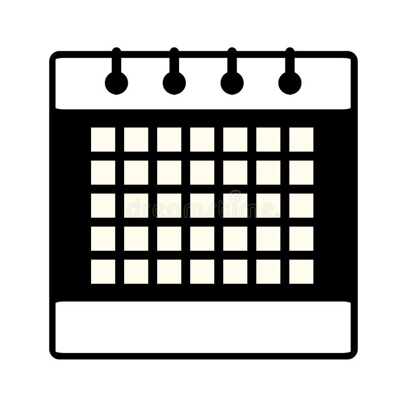 Calendar Icon In Black And White Color Stock Vector - Illustration of