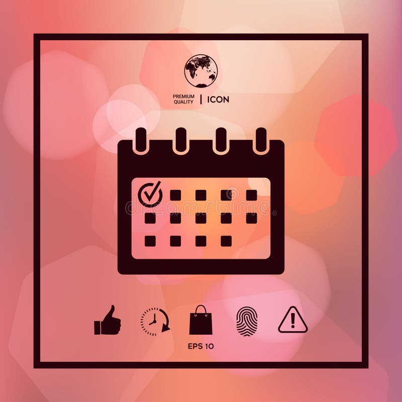 Calendar Icon with Check Mark Stock Vector Illustration of number