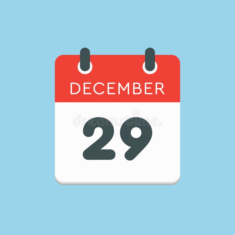 December 29th. Day 29 of Month,Simple Calendar Icon on White Background