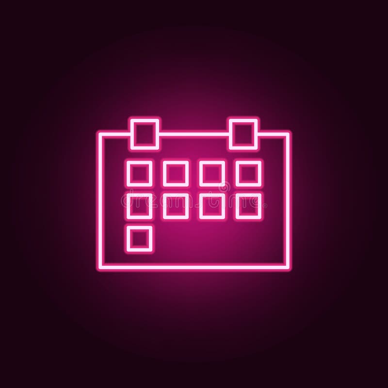 The Calendar Icon. Elements of Web in Neon Style Icons Stock