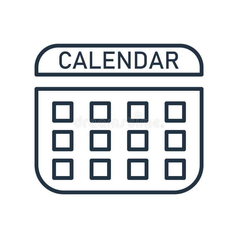 Calendar Icon Vector Isolated on White Background, Calendar Sign Stock