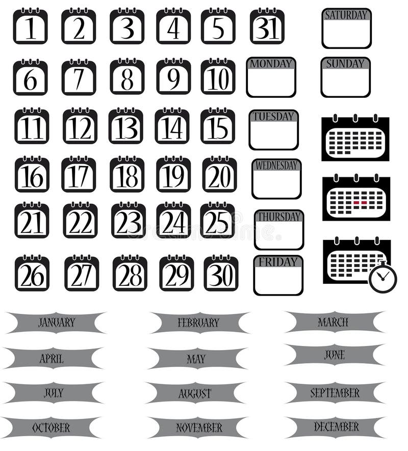 Calendar icons set vector illustration