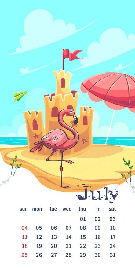 2021 Calendar July the Funny cartoon castle image