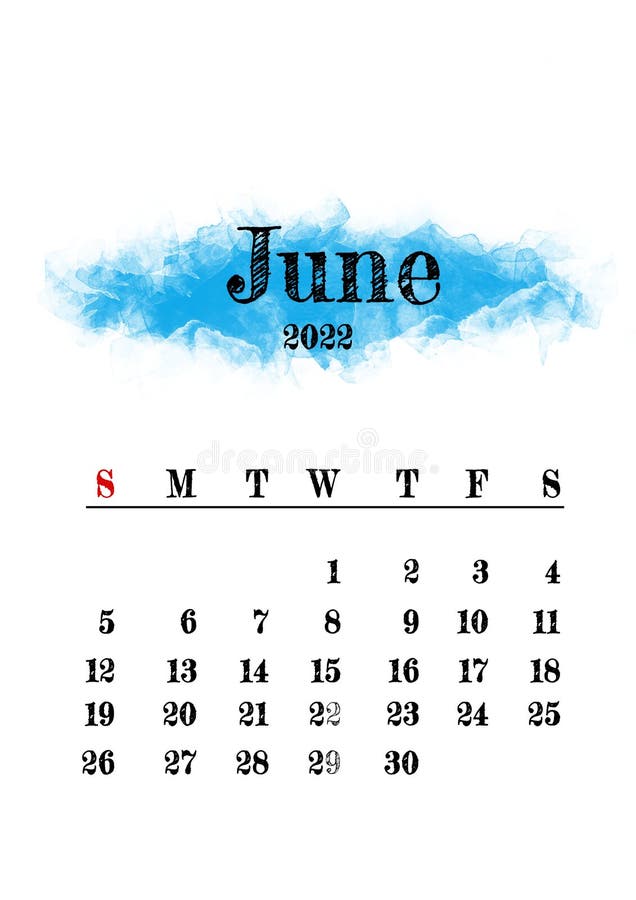 2022 Calendar - June Stock Illustration. Illustration Of Background - 232558010